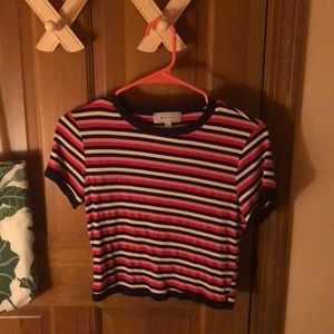 Cropped pink striped t shirt!